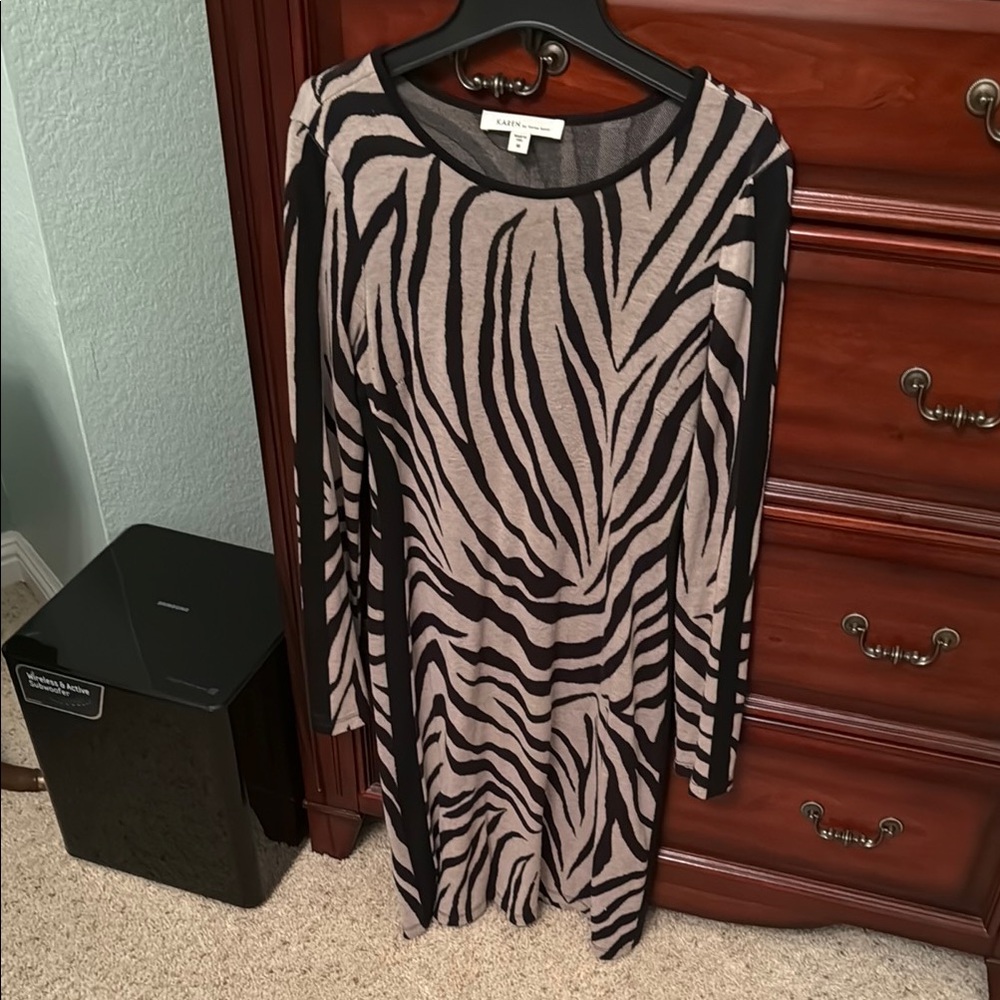 Karen Kane Black and Tan Zebra Print Dress